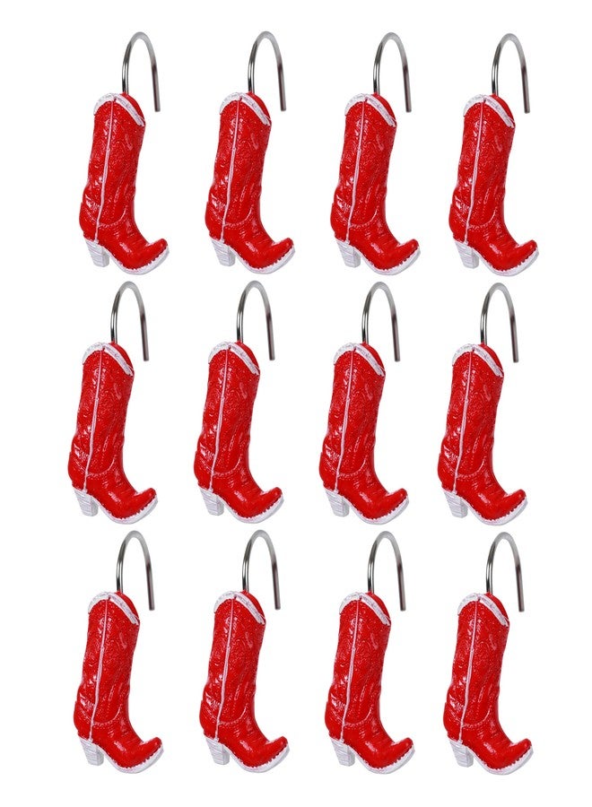 Twofishes Xmas Glod Boots Shower Curtain Hooks Set of 12 Decorative Rust Proof Christmas Red Boots Shower Curtain Rings Pack of 12 (Red Boots) - Image 4